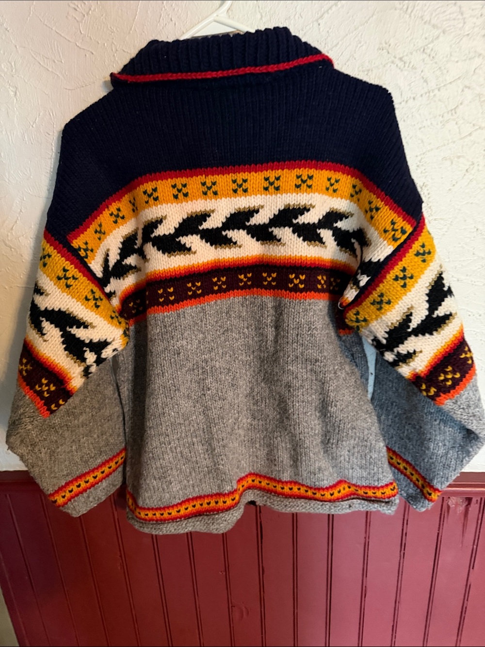 Women’s Zip-Front Fair Isle Cardigan Sweater - Navy, Gray & Multicolor - Picture 5 of 8